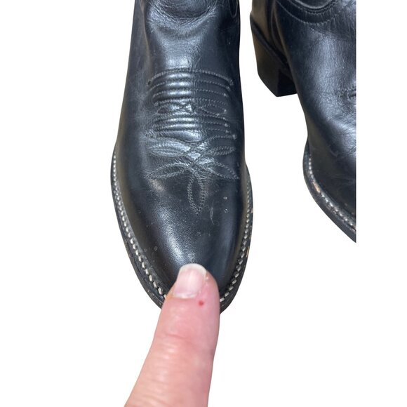 Justin Boots Womans Vintage Black Leather Western mid Calf Boots 6.5B SKU 9561 - Picture 15 of 16